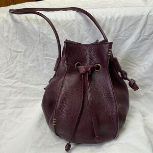 Fleuvog Prepare Pouch Crossbody or Shoulder Bucket Hobo Bag in Burgundy Leather